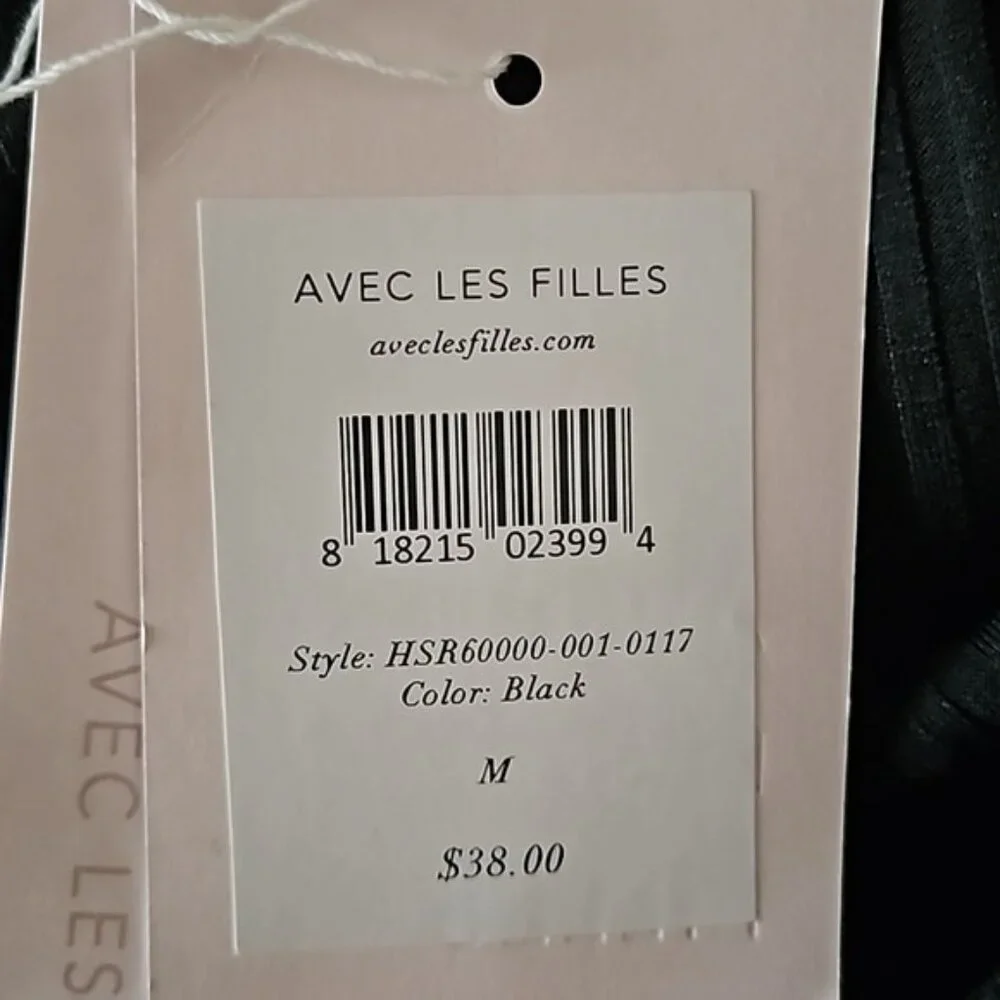 Avec Les Filles Ribbed Midi Skirt Medium New Black Designer Comfort Office